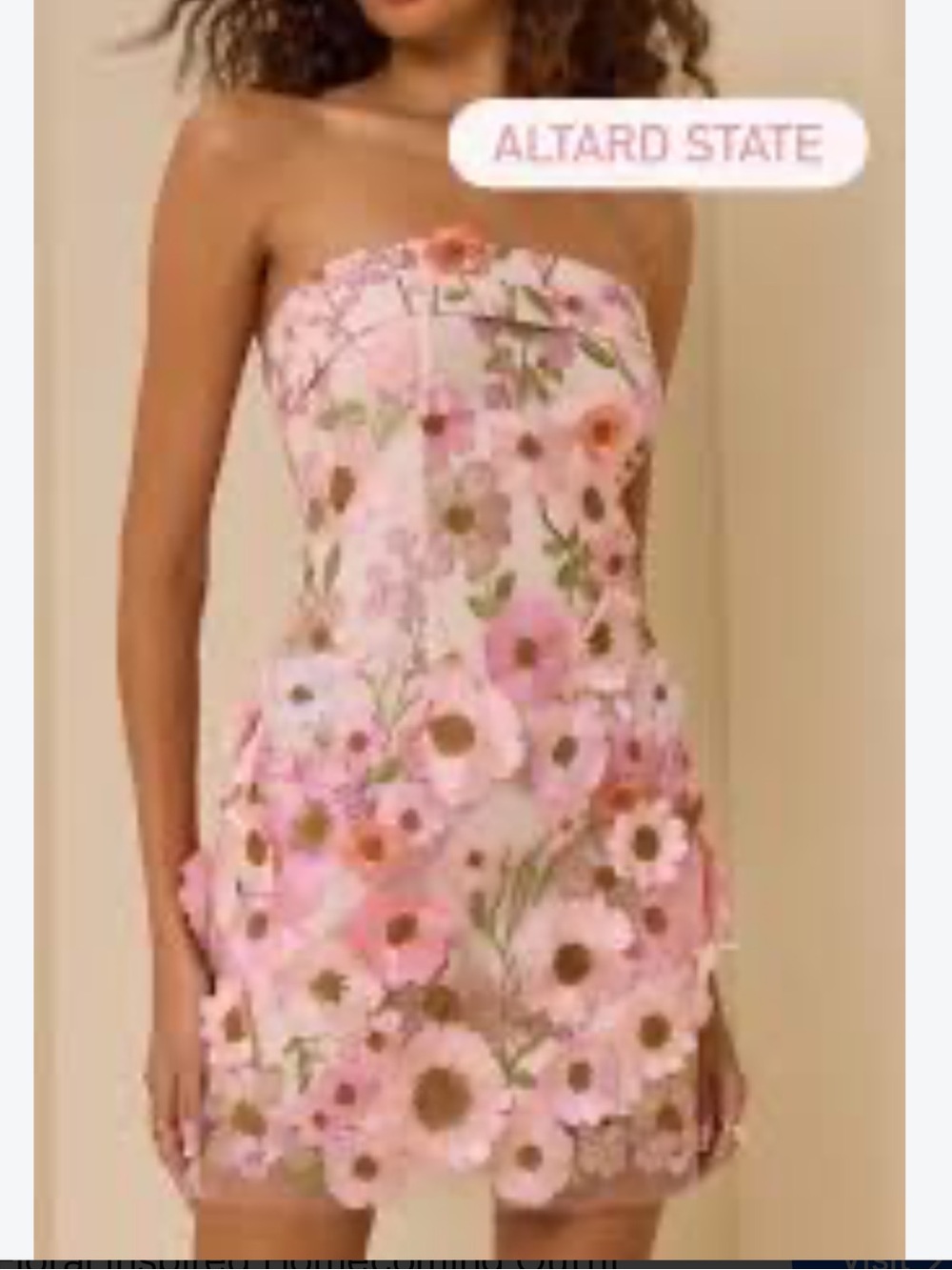 Altar'd State pink Embroidered Floral Strapless Mini Dress NWT size Large